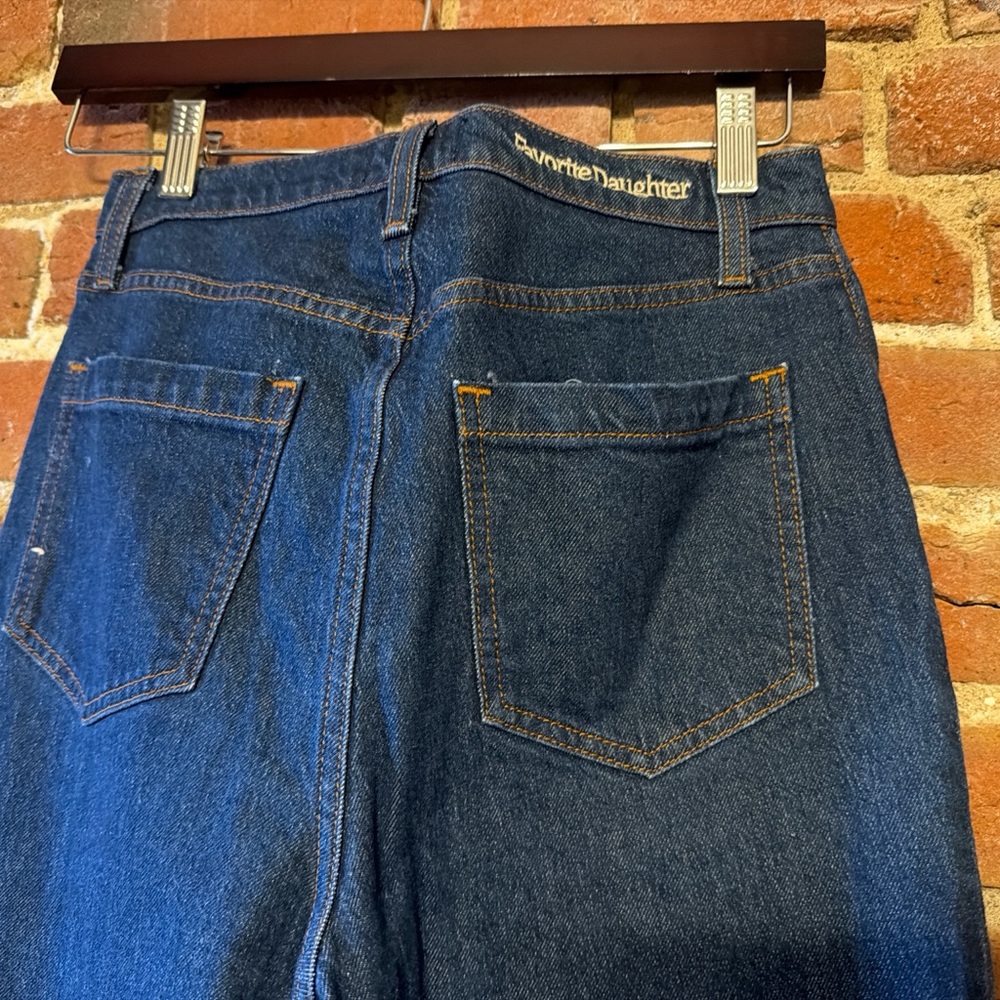 Favorite Daughter Dark Indigo High-Rise Straight Jeans- short